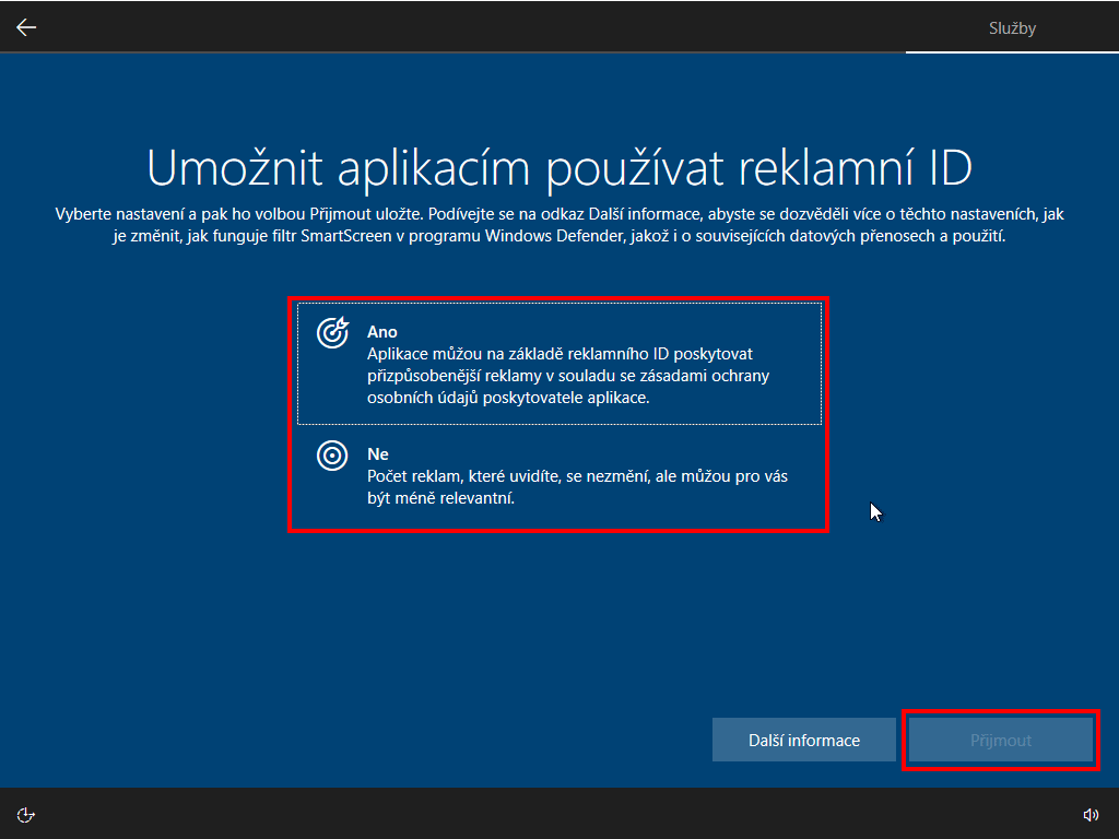 reklamní ID windows 10